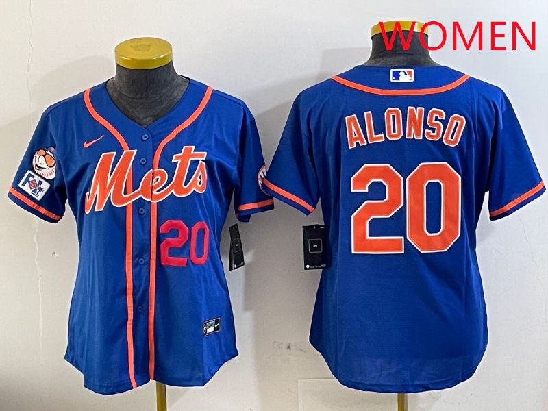 Women New York Mets #20 Alonso Blue Game Fashion 2025 Nike MLB Jersey style 4